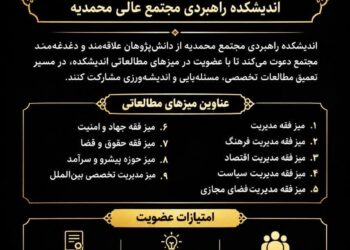 📣 فراخوان عضویت در میزهای مطالعاتی اندیشکده راهبردی مجتمع عالی محمدیه 📣 فراخوان عضویت در میزهای مطالعاتی اندیشکده راهبردی مجتمع عالی محمدیه